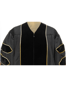 Dr Deluxe gown black trim gold piping